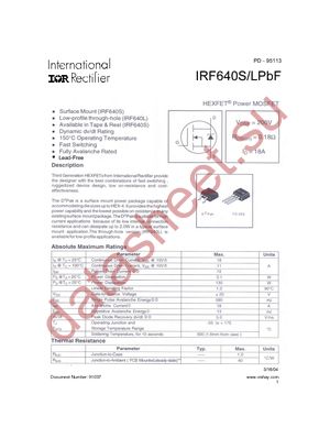 IRF640SPBF datasheet  